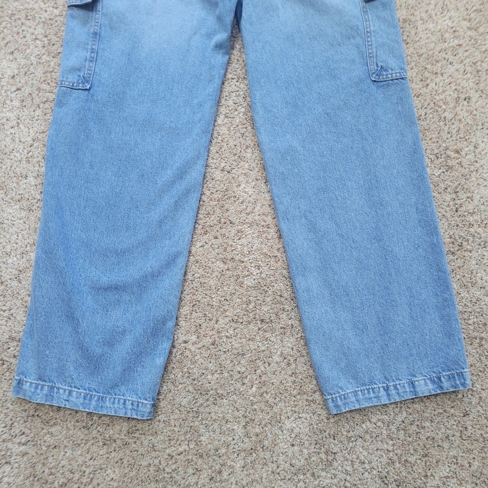 H&M Divided Women Light Wash Wide Leg Cargo Carpenter Jeans 8 - Picture 8 of 10